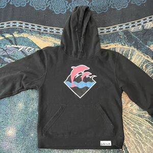 Pink Dolphin Classic Jumpman Logo Hoodie Black Streetwear Mens Small Vintage Y2K